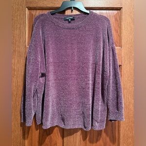 Ellen Tracy Women's Bordeaux Tweed Long Sleeve Sweater XXL Stretchy Plum
